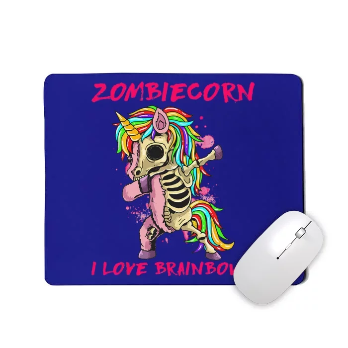 Zombiecorn I Love Brainbows Zombie Halloween Unicorn Lovers Mousepad