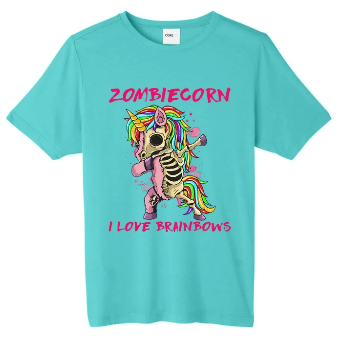 Zombiecorn I Love Brainbows Zombie Halloween Unicorn Lovers ChromaSoft Performance T-Shirt