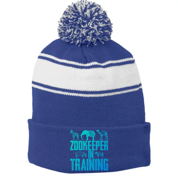 Zookeeper In Training Gift Stripe Pom Pom Beanie