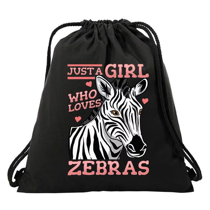 Zebra Just A Girl Drawstring Bag