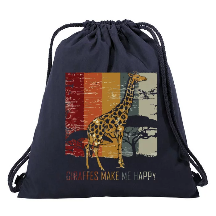 Zoo Keeper Africa Vintage Retro Gift Giraffe Drawstring Bag