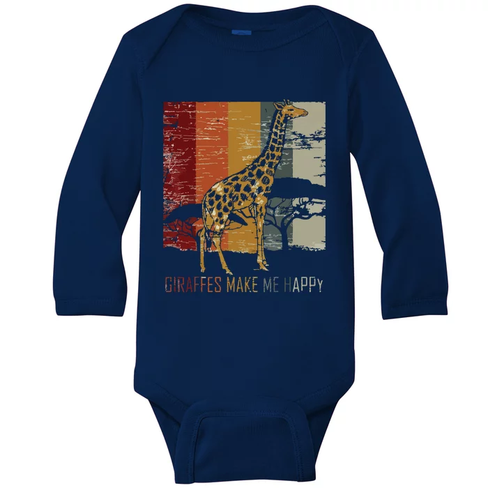 Zoo Keeper Africa Vintage Retro Gift Giraffe Baby Long Sleeve Bodysuit