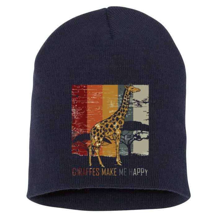 Zoo Keeper Africa Vintage Retro Gift Giraffe Short Acrylic Beanie