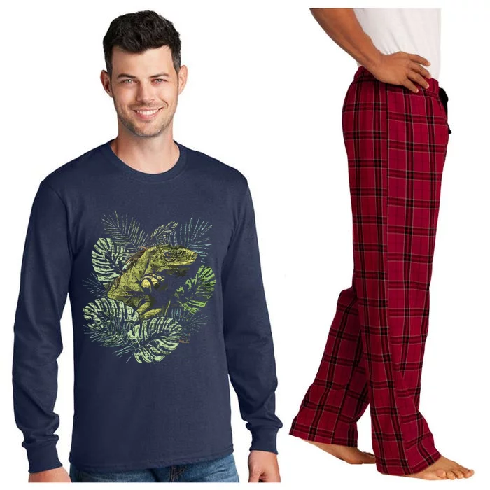 Zoo Keeper Lizard Lover Gift Iguana Long Sleeve Pajama Set