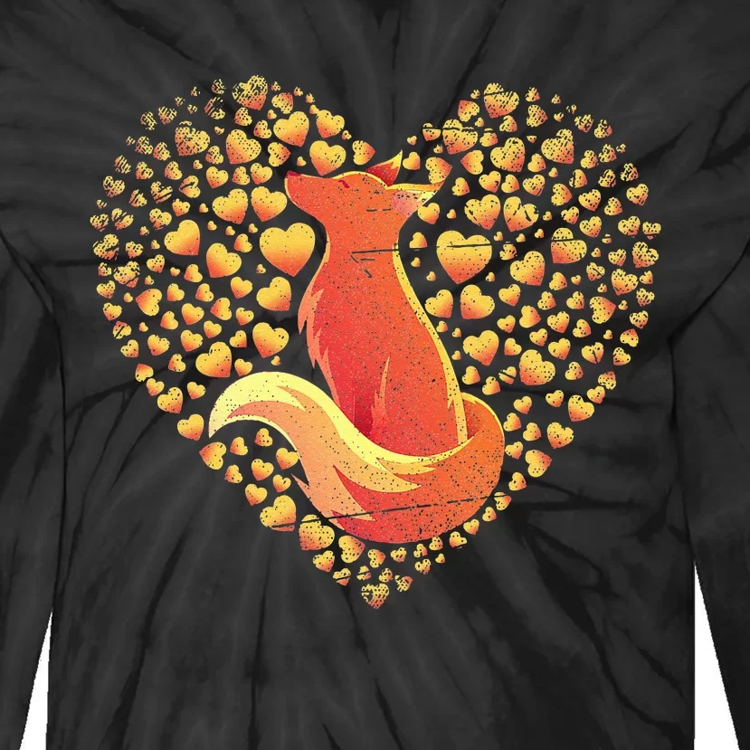 Zoo Keeper Wildlife Animal Lover Gift Cute Heart Fox Tie-Dye Long Sleeve Shirt