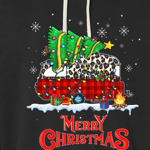 Zyzz Leopard Camping Rv Christmas Pajama Merry Xmas Camper Cute Gift Garment-Dyed Fleece Hoodie