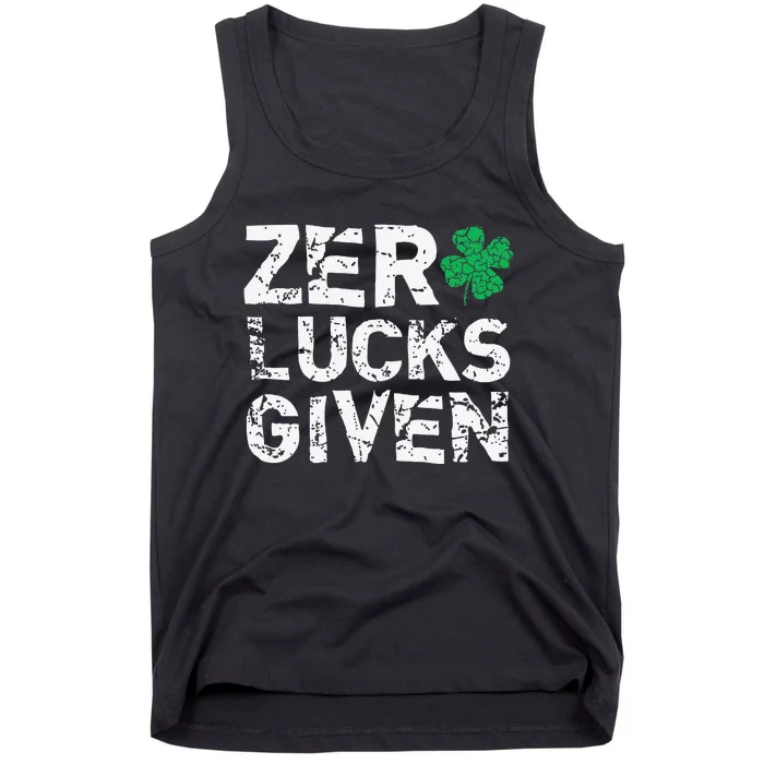 Zero Lucks Given Funny St. Saint Patrick's Day Tank Top