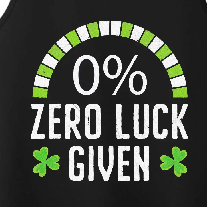 Zero Lucks Given Irish Luck Saint Patrick's Day Shamrock Performance Tank