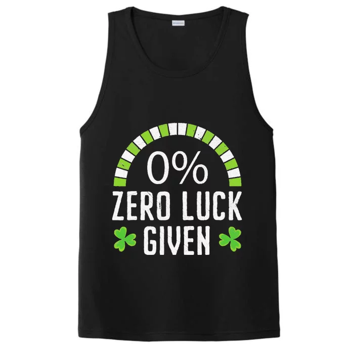 Zero Lucks Given Irish Luck Saint Patrick's Day Shamrock Performance Tank