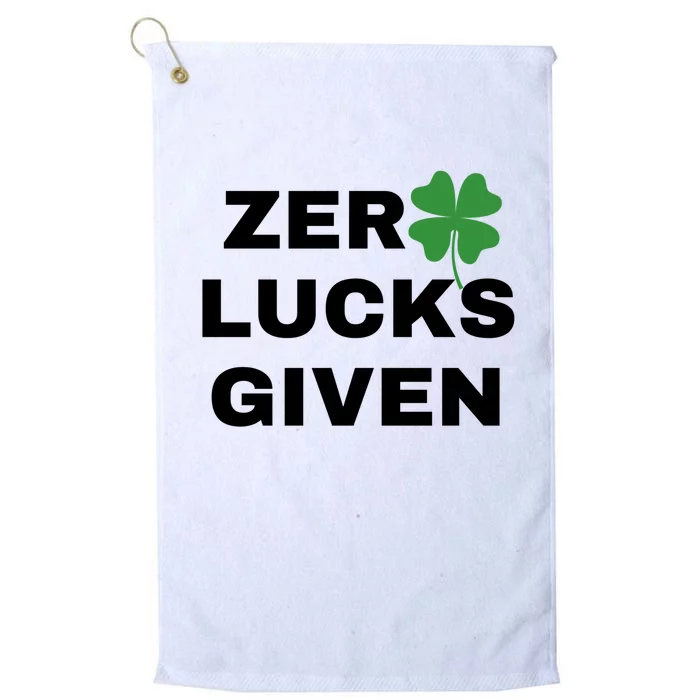 Zero Lucks Given Shamrock St Patricks Day Platinum Collection Golf Towel