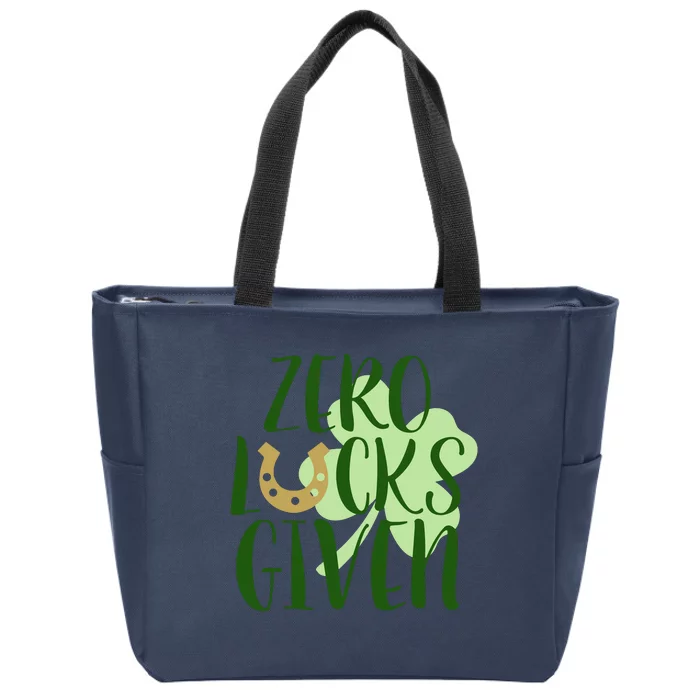 Zero Lucks Given St Patricks Day Zip Tote Bag