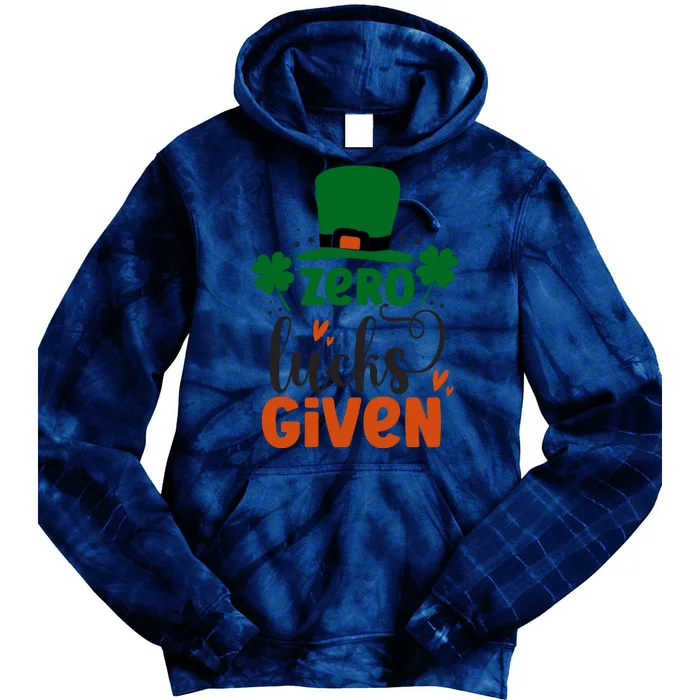 Zero Lucks Given Funny St Patricks Day Tie Dye Hoodie