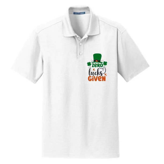 Zero Lucks Given Funny St Patricks Day Dry Zone Grid Performance Polo