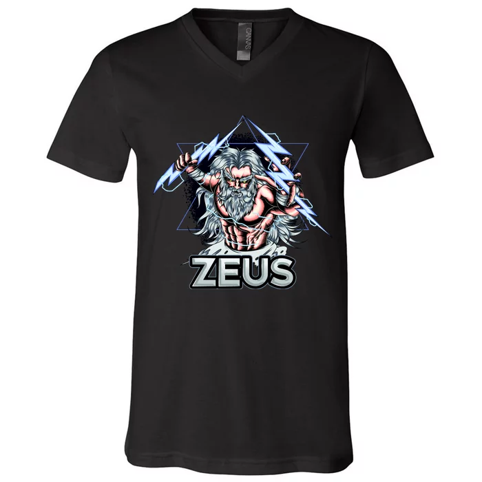 Zeus Lightning God Of The Sky Gamer V-Neck T-Shirt