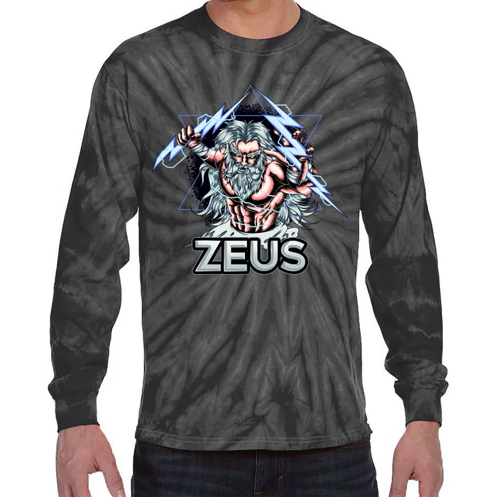 Zeus Lightning God Of The Sky Gamer Tie-Dye Long Sleeve Shirt