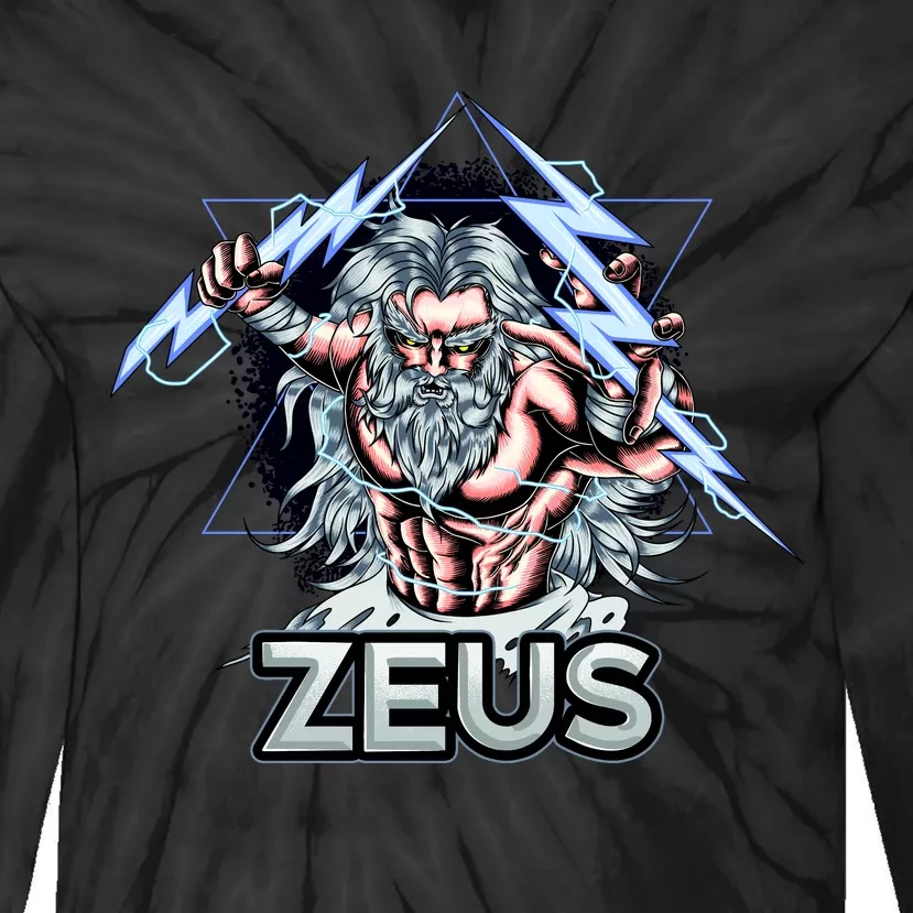 Zeus Lightning God Of The Sky Gamer Tie-Dye Long Sleeve Shirt