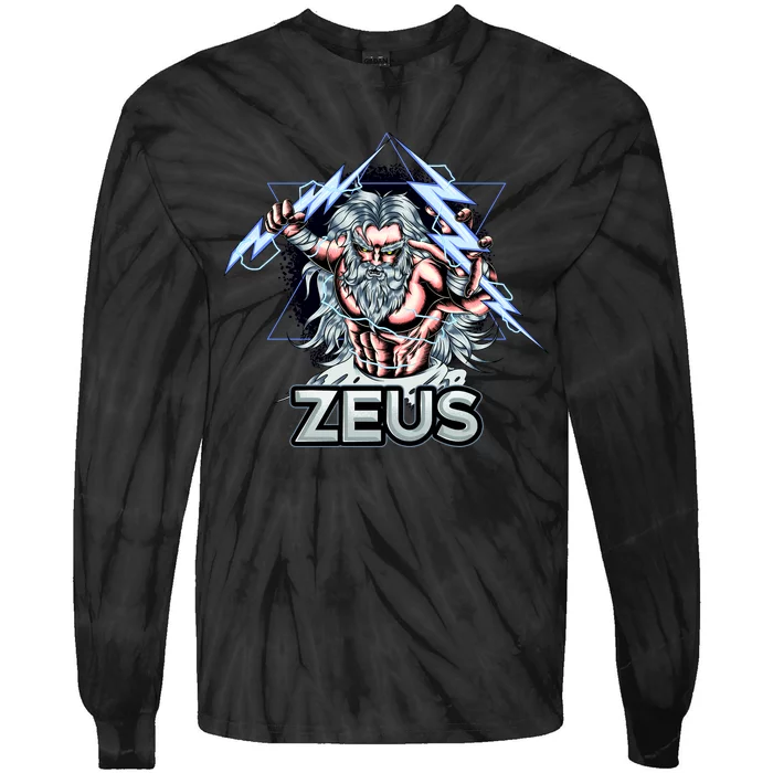 Zeus Lightning God Of The Sky Gamer Tie-Dye Long Sleeve Shirt