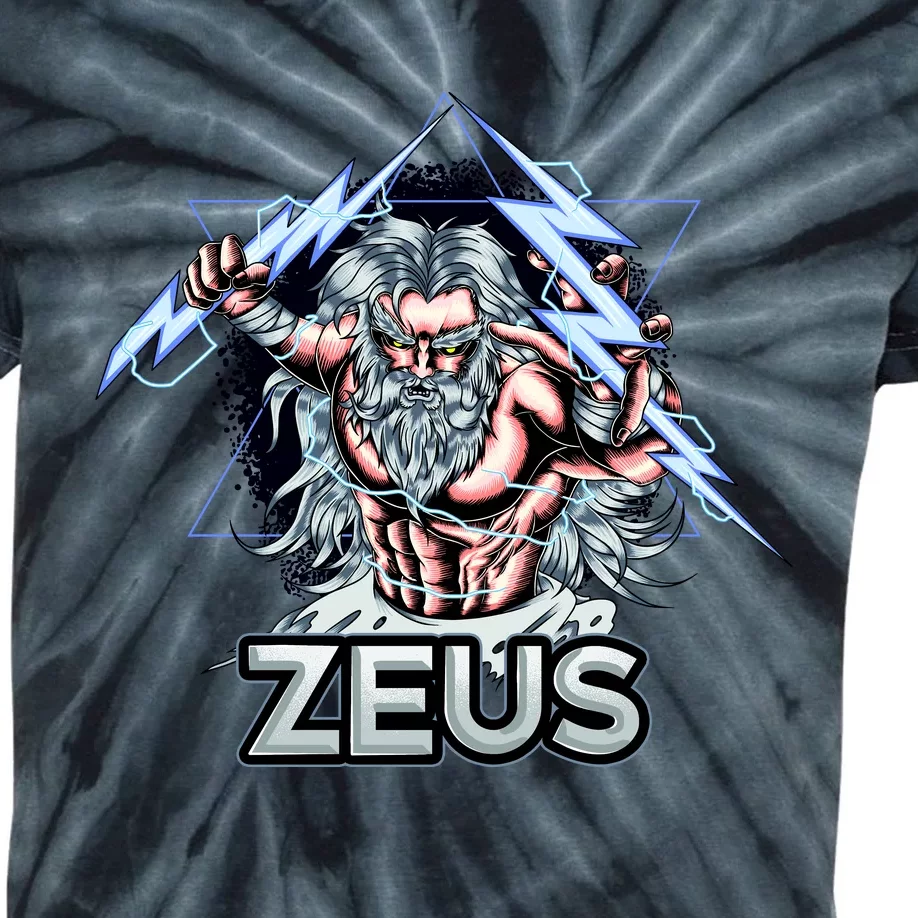 Zeus Lightning God Of The Sky Gamer Kids Tie-Dye T-Shirt