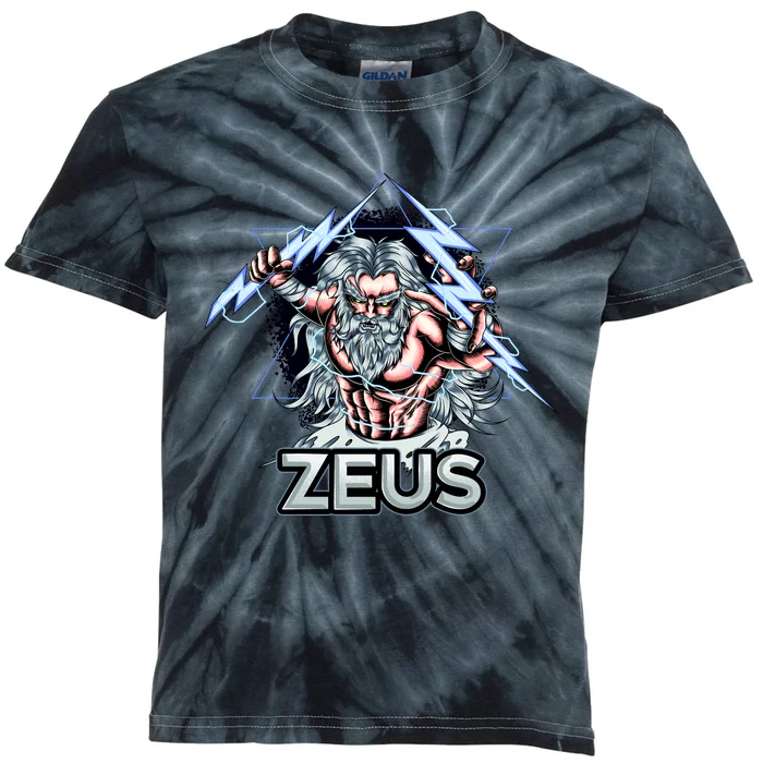 Zeus Lightning God Of The Sky Gamer Kids Tie-Dye T-Shirt