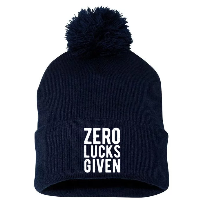 Zero Lucks Given St Patricks Day Pom Pom 12in Knit Beanie