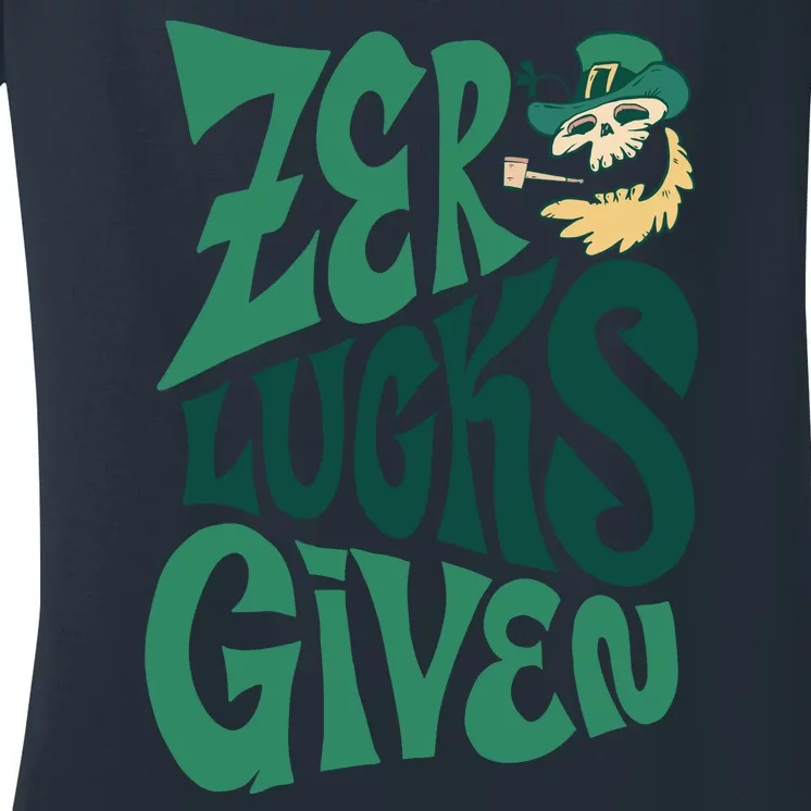 Zero Lucks Given St Patrick's Day Women's V-Neck T-Shirt