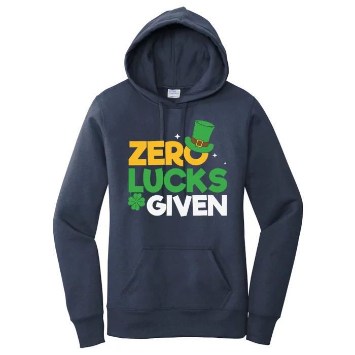 Zero Lucks Given Funny St Patricks Day Women's Pullover Hoodie