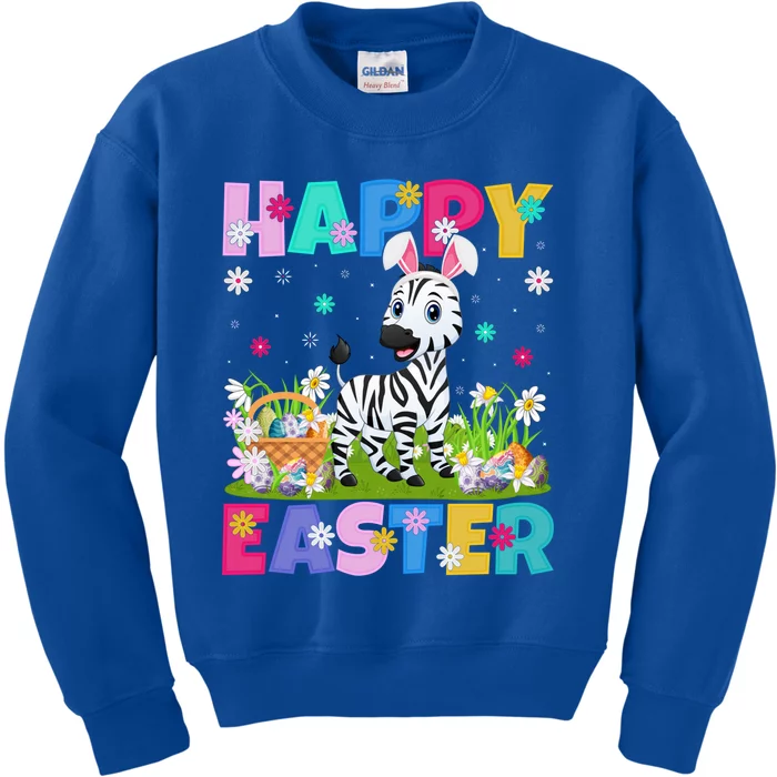 Zebra Lover Happy Easter Bunny Zebra Easter Sunday Cool Gift Kids Sweatshirt