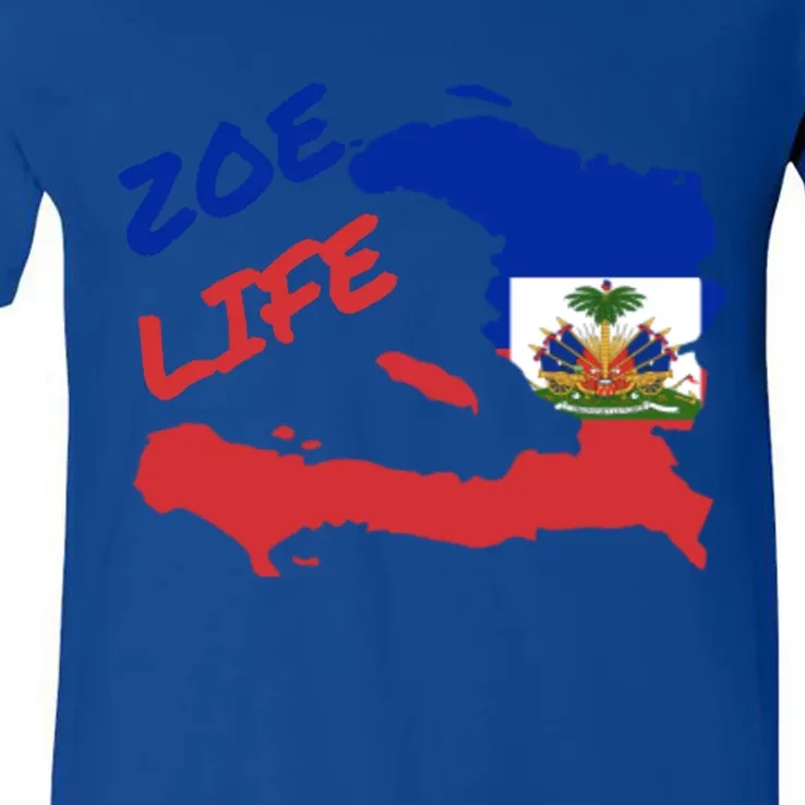 Zoe Life Haitian Pride For Haiti Flag Day Gift Ayiti Meaningful Gift Great Gift V-Neck T-Shirt