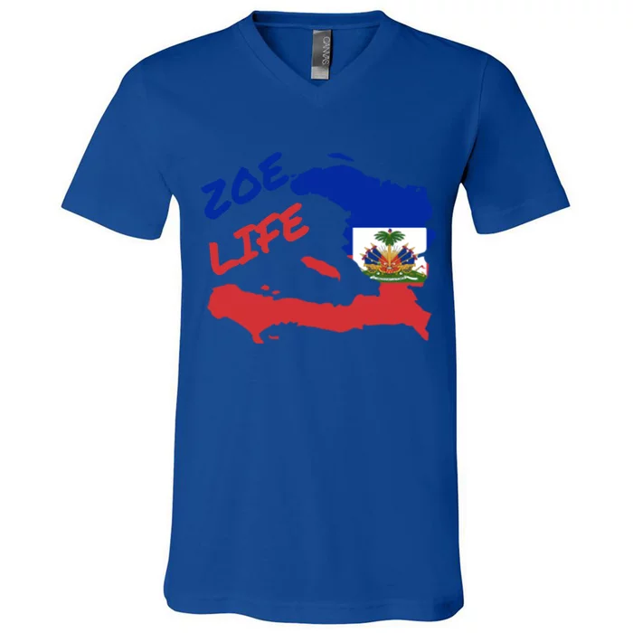 Zoe Life Haitian Pride For Haiti Flag Day Gift Ayiti Meaningful Gift Great Gift V-Neck T-Shirt