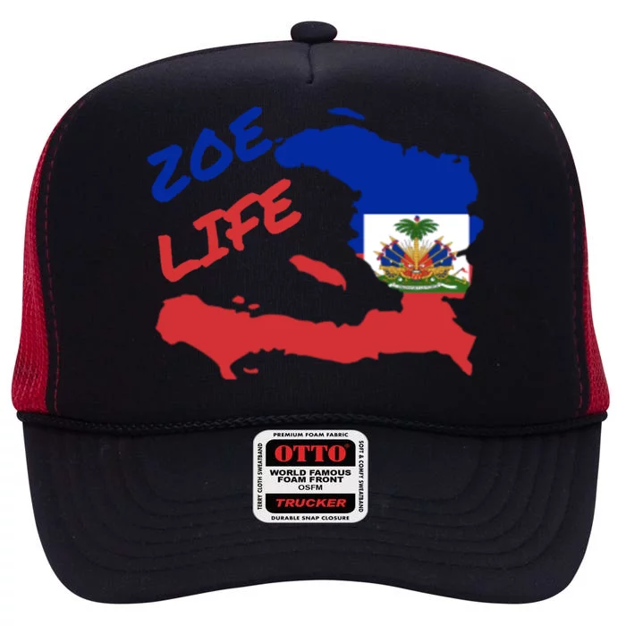 Zoe Life Haitian Pride For Haiti Flag Day Gift Ayiti Cool Gift Cute Gift High Crown Mesh Trucker Hat