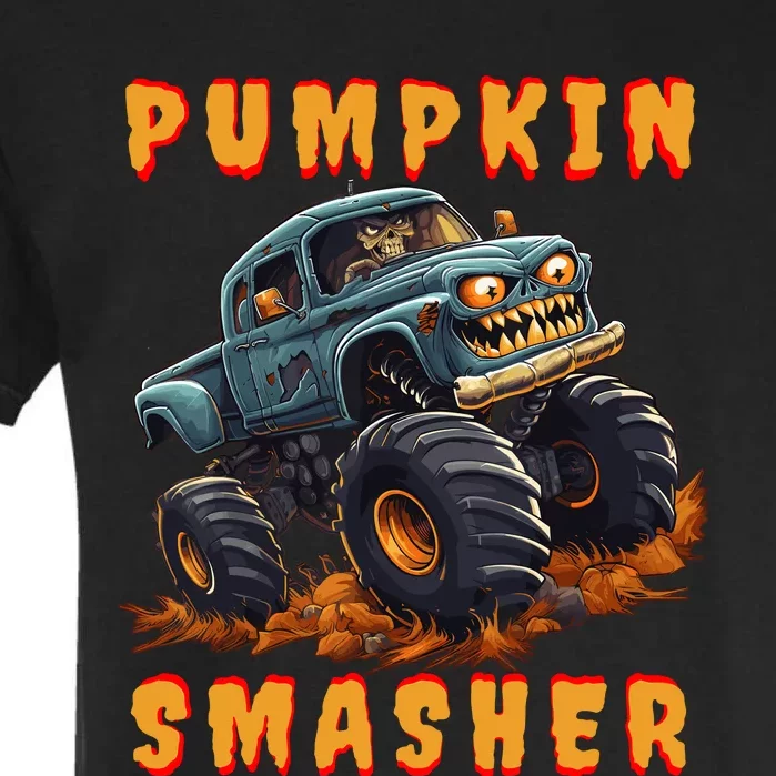 Zombie Monster Truck Pumpkin Smasher Halloween Costume Kids Garment-Dyed Heavyweight T-Shirt