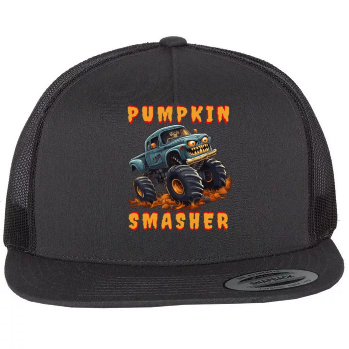 Zombie Monster Truck Pumpkin Smasher Halloween Costume Kids Flat Bill Trucker Hat