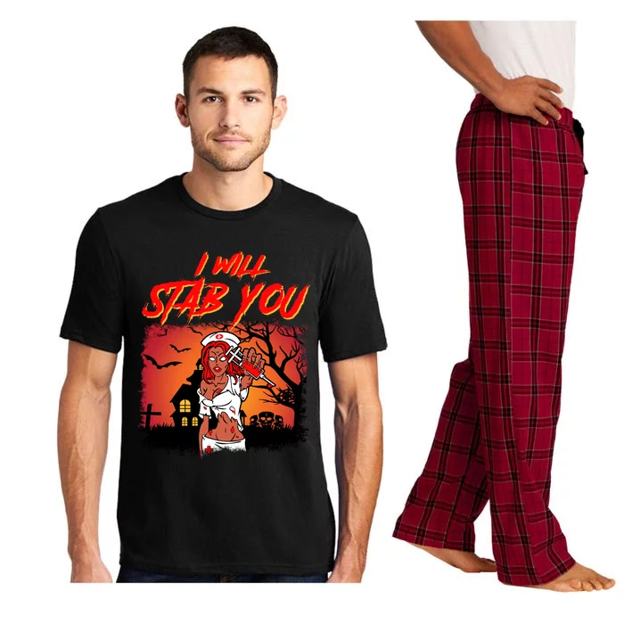 Zombie Nurse I Will Stab You Funny Halloween Costume Cute Gift Pajama Set