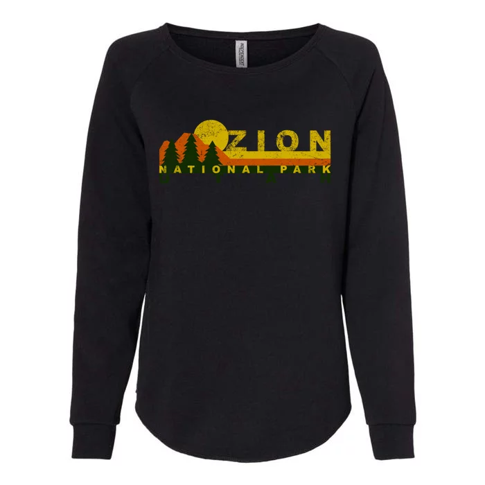 Zion National Park Sunny Mountain Treeline Gift Womens California Wash Sweatshirt