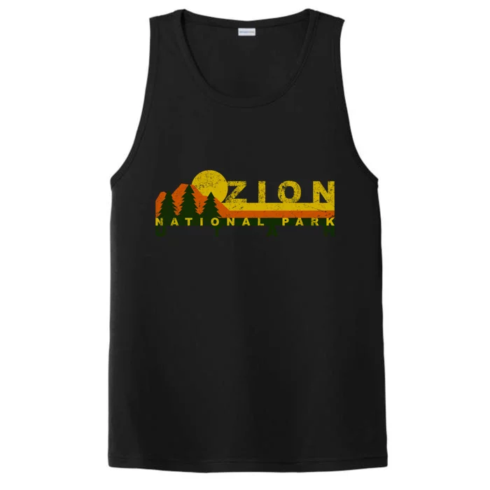 Zion National Park Sunny Mountain Treeline Gift Performance Tank