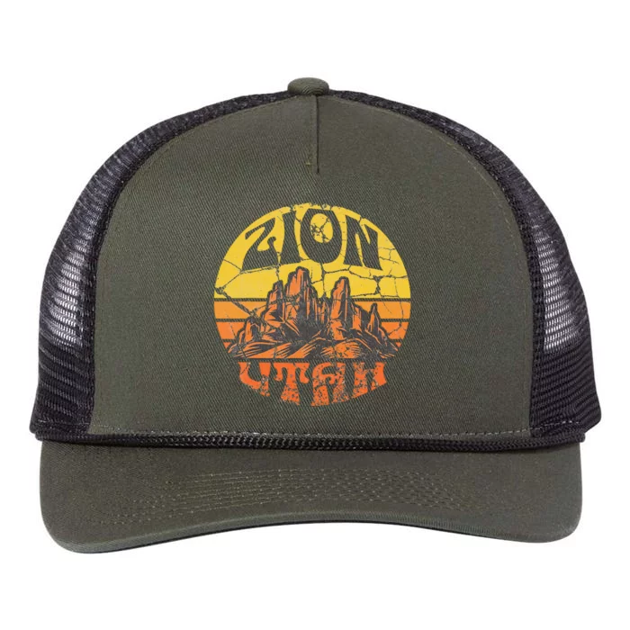 Zion National Park Utah Nature Hiking Outdoor Retro Rope Trucker Hat Cap