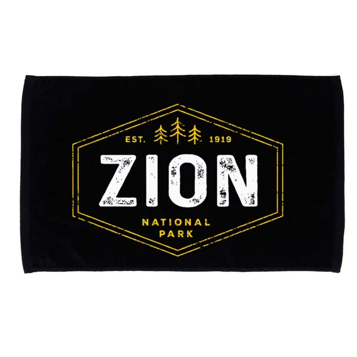 Zion National Park Vintage Utah Hexagon Badge Hiking Microfiber Hand Towel