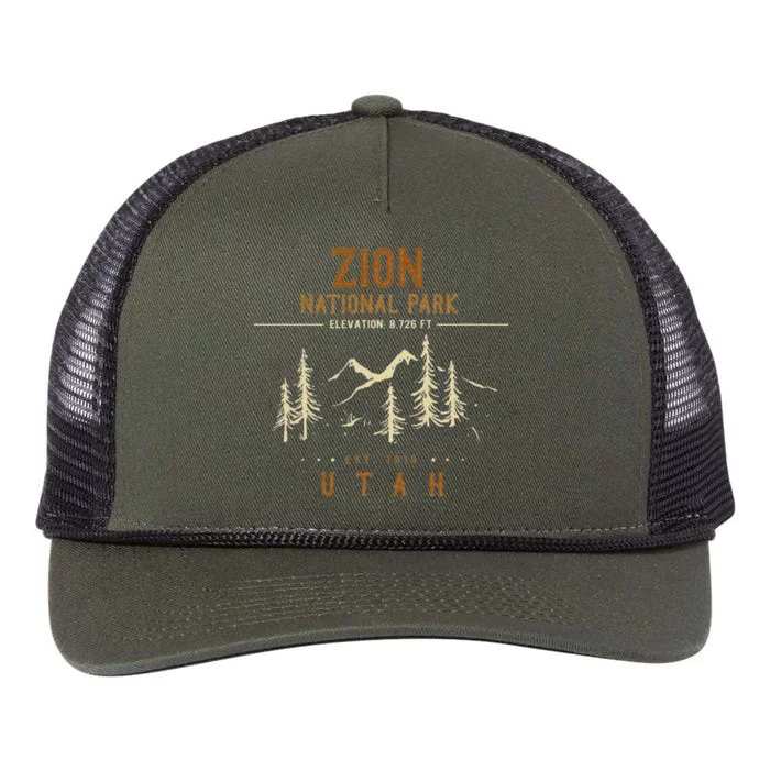 Zion National Park Us Nationalpark In Utah Retro Rope Trucker Hat Cap