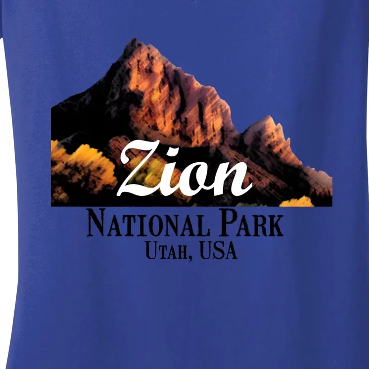 Zion National Park Travel Utah Usa Earth Explorer Gift Women's V-Neck T-Shirt