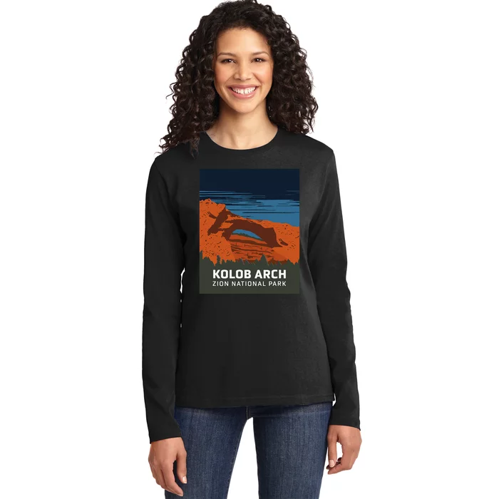 Zion National Park Kolob Arch Poster Ladies Long Sleeve Shirt