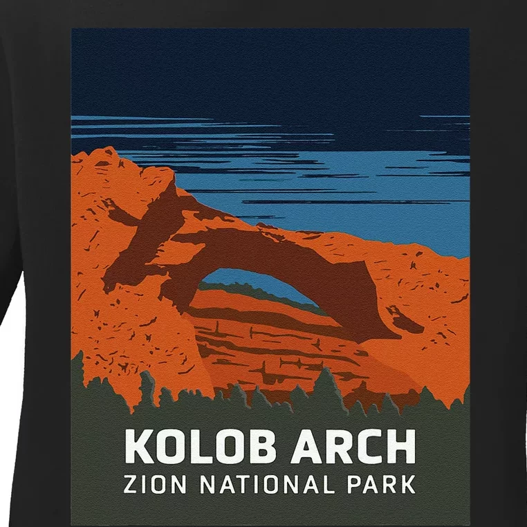 Zion National Park Kolob Arch Poster Ladies Long Sleeve Shirt