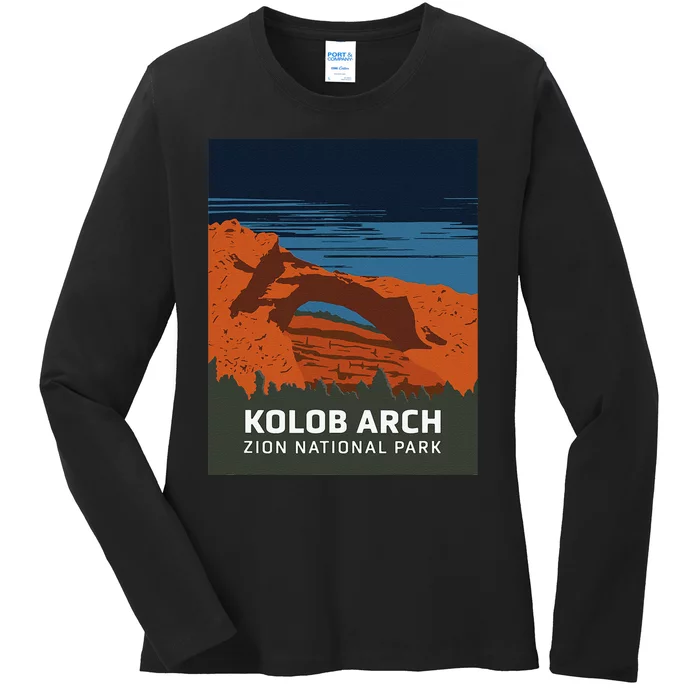 Zion National Park Kolob Arch Poster Ladies Long Sleeve Shirt