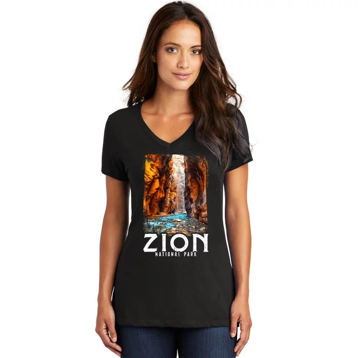 Zion National Park Zion National Park Utah Tourist Women's V-Neck T-Shirt