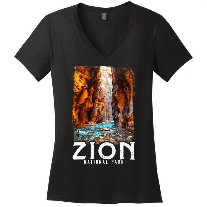 Zion National Park Zion National Park Utah Tourist Women's V-Neck T-Shirt