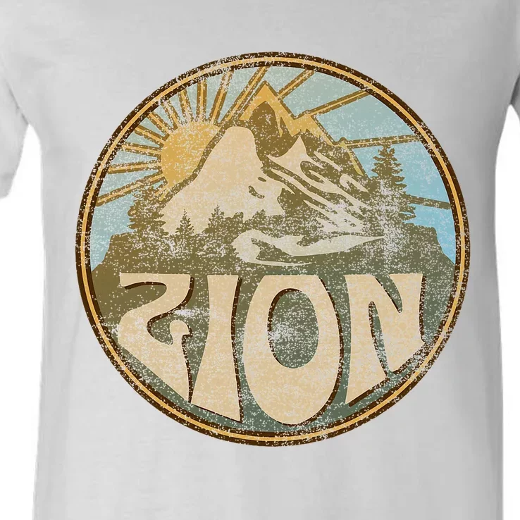 Zion National Park Utah Nature Mountains Hiking Outdoors V-Neck T-Shirt