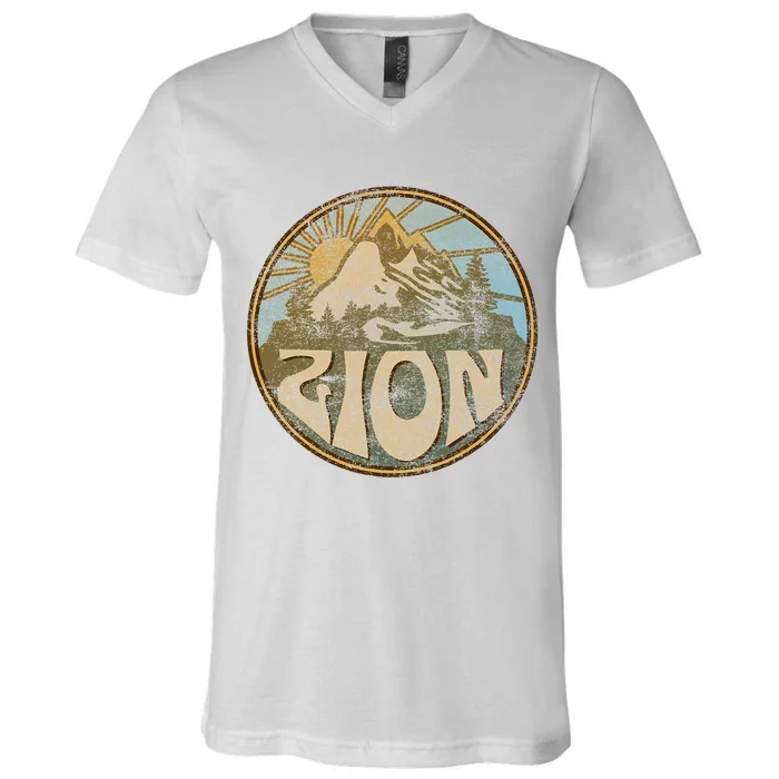 Zion National Park Utah Nature Mountains Hiking Outdoors V-Neck T-Shirt