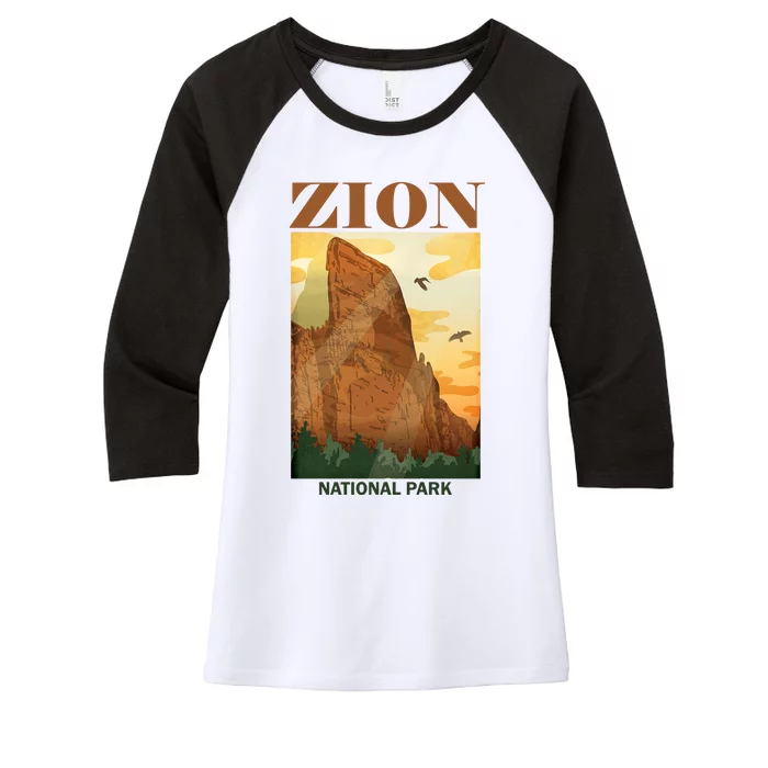 Zion National Park Vintage Women's Tri-Blend 3/4-Sleeve Raglan Shirt