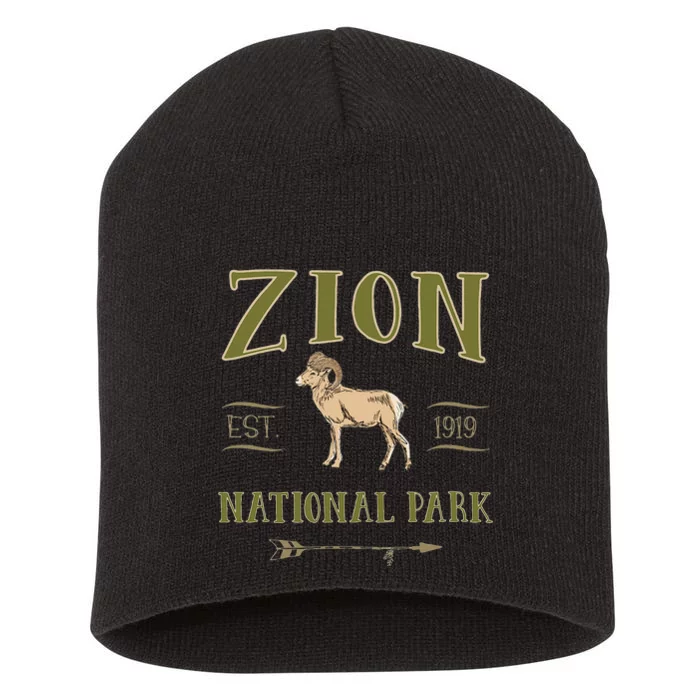 Zion National Park Np Bighorn S.H.E.E.P Souvenir Short Acrylic Beanie