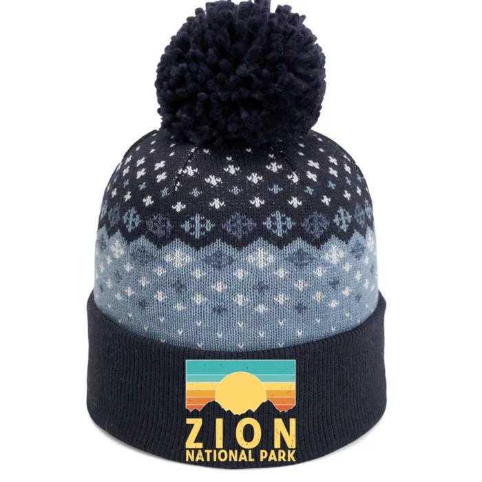 Zion National Park Vintage Nature Retro Sunset The Baniff Cuffed Pom Beanie