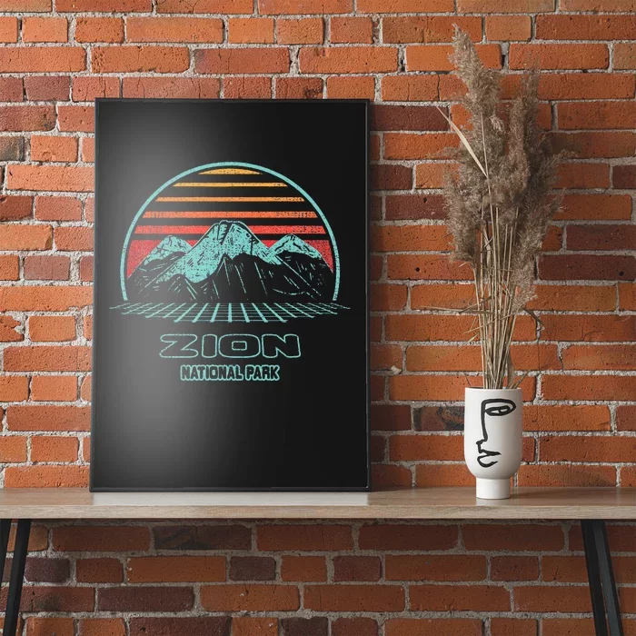 Zion National Park Retro Hiking Vintage 80s Style Poster